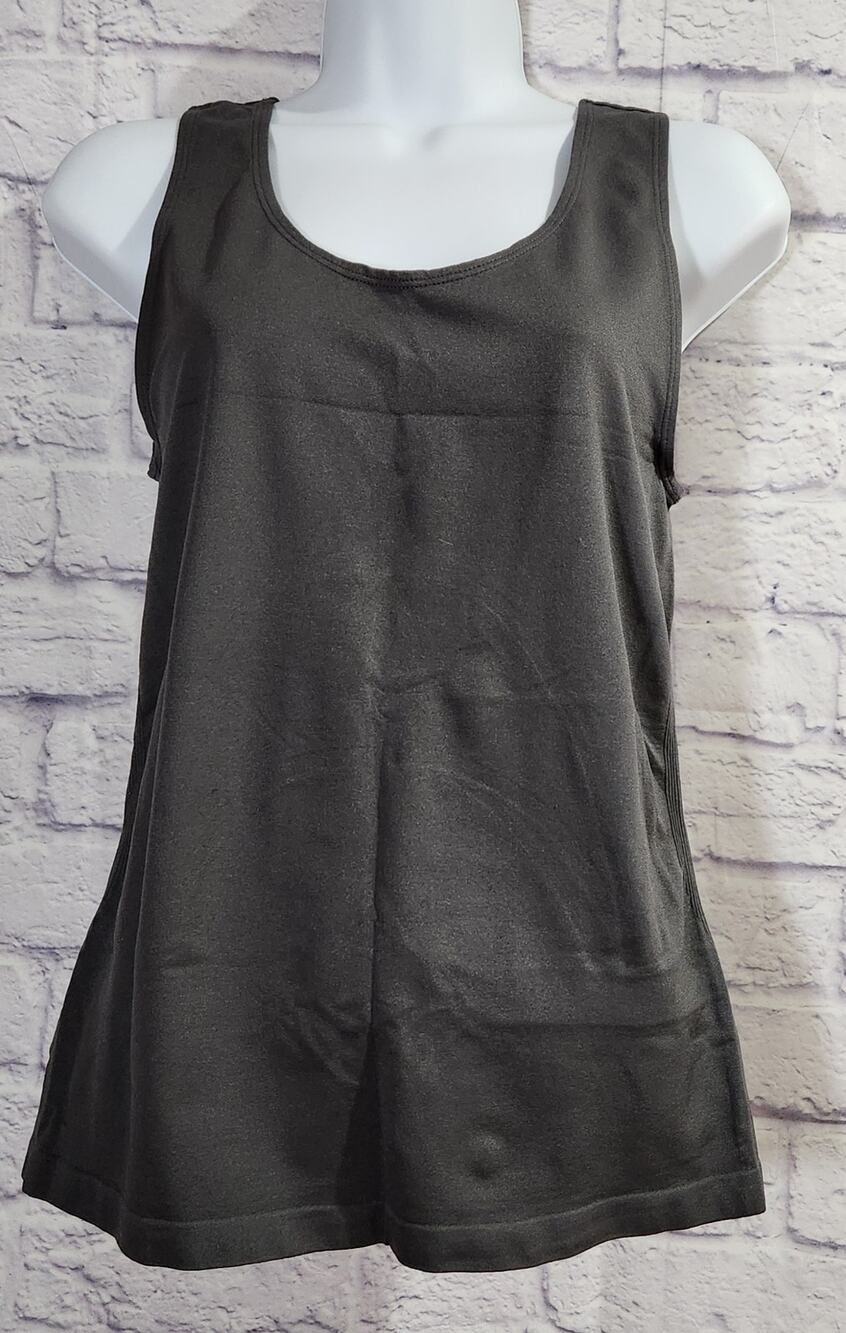 Dark Gray Sleeveless Round Neck Tank Top One Size Lightweight Soft Stretchy